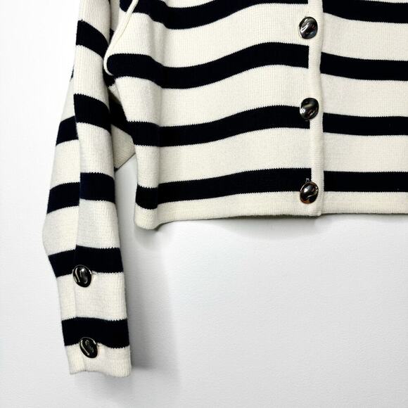 Ba&sh Massimo Lady Cardigan in Ecru Navy Cream Stripe Size 2 / Medium - Picture 6 of 13